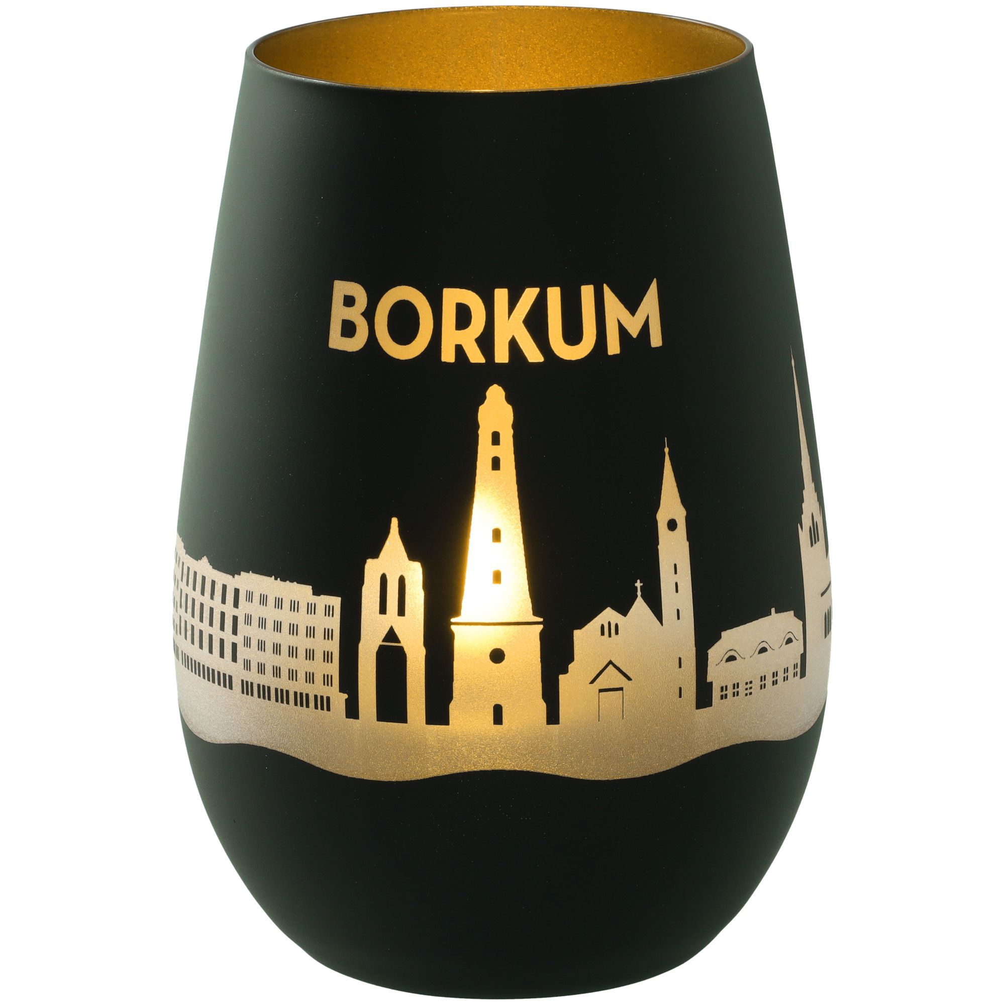 Windlicht Skyline Borkum Schwarz/Gold