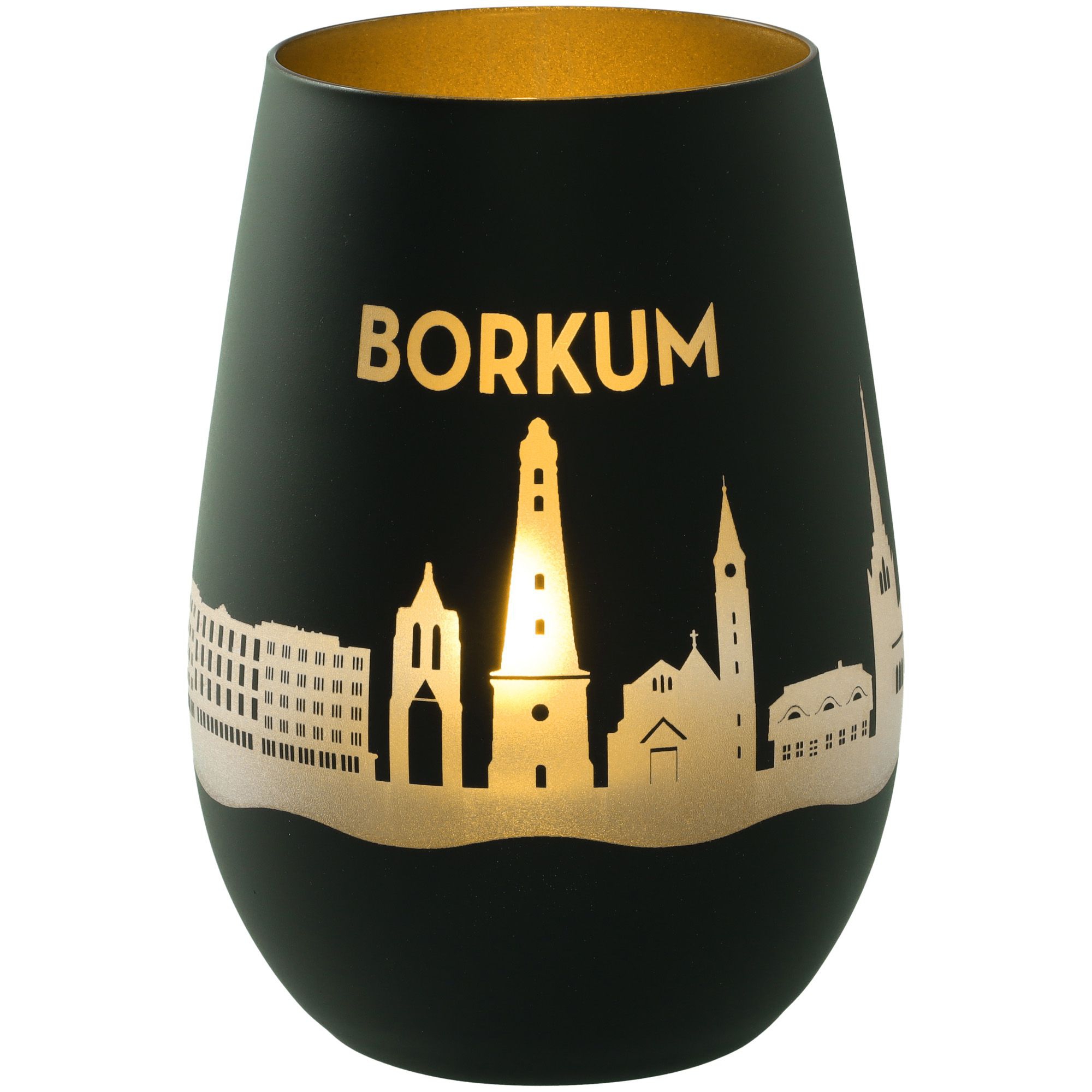 Windlicht Skyline Borkum Schwarz/Gold Windlicht Skyline Borkum Schwarz/Gold