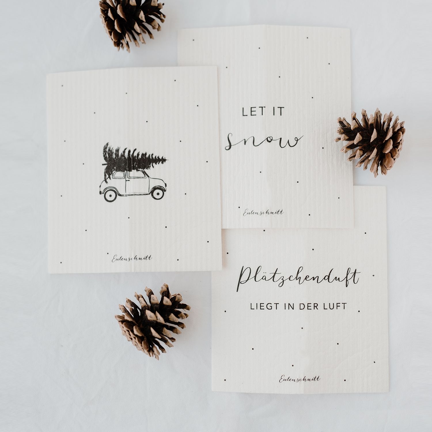 Eulenschnitt - SchwammtĂŒcher "Let it snow..." 3er Set Eulenschnitt - SchwammtĂŒcher "Let it snow..." 3er Set
