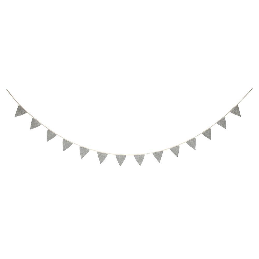 Meri Meri - Wimpelgirlande aus Stoff, Silber/Glitzer