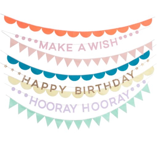 Meri Meri - Regenbogen "Birthday" Girlanden-Set Meri Meri - Regenbogen "Birthday" Girlanden-Set