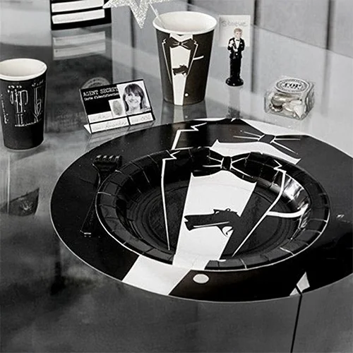  Teller,  Party set,  Geschirr,  Servierplatte,  Schwarz-weiß