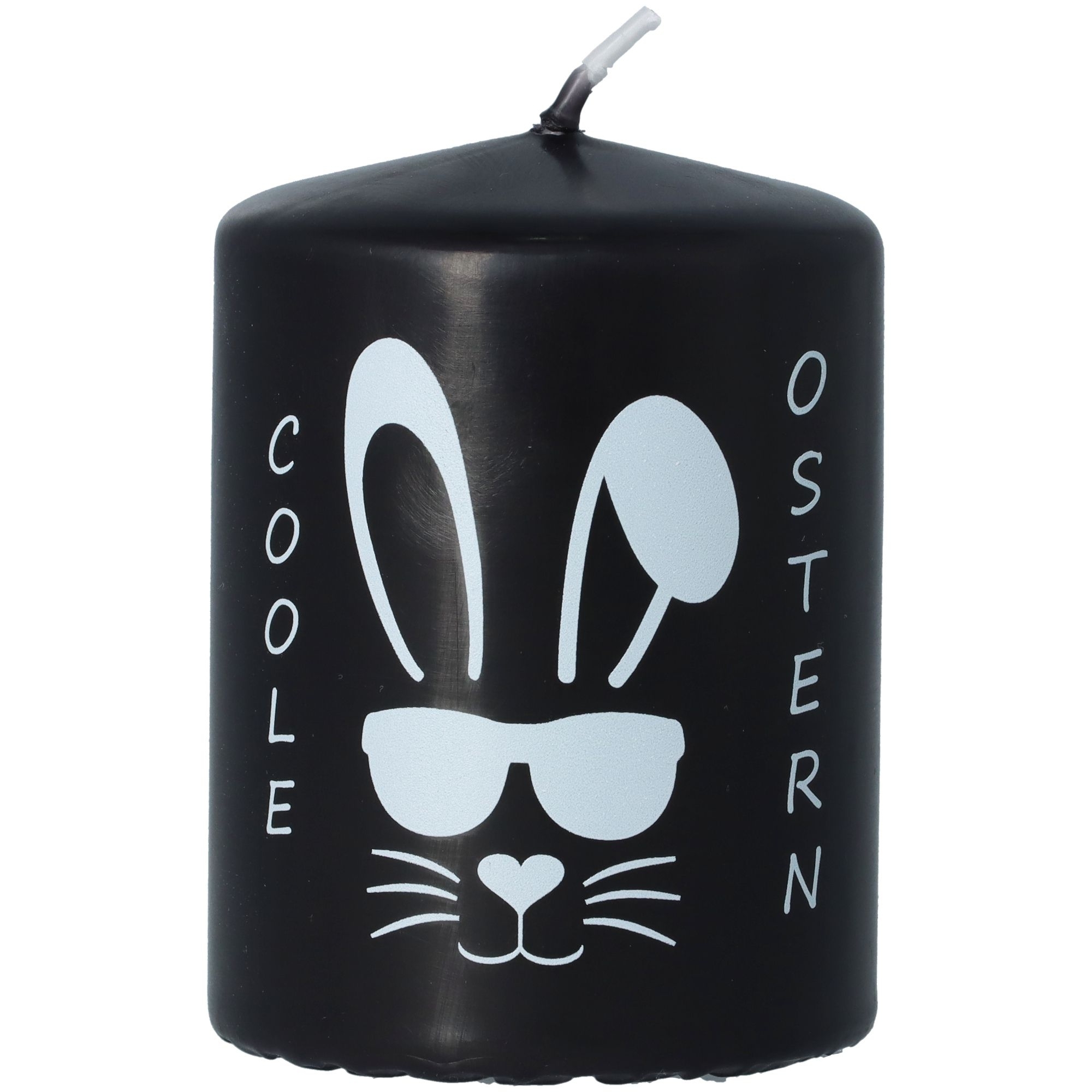Stumpenkerze Schwarz "Coole Ostern"