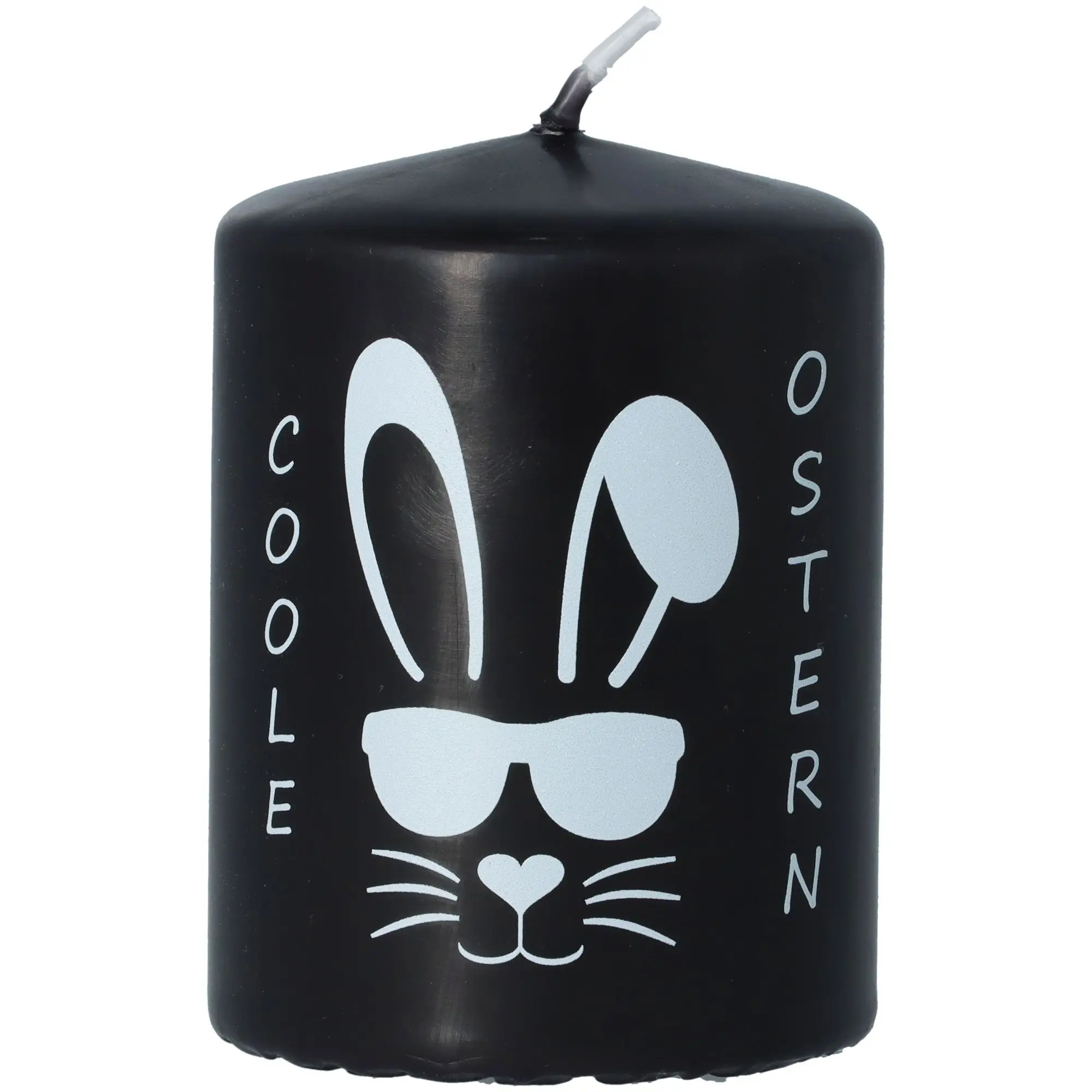 Stumpenkerze Schwarz "Coole Ostern"