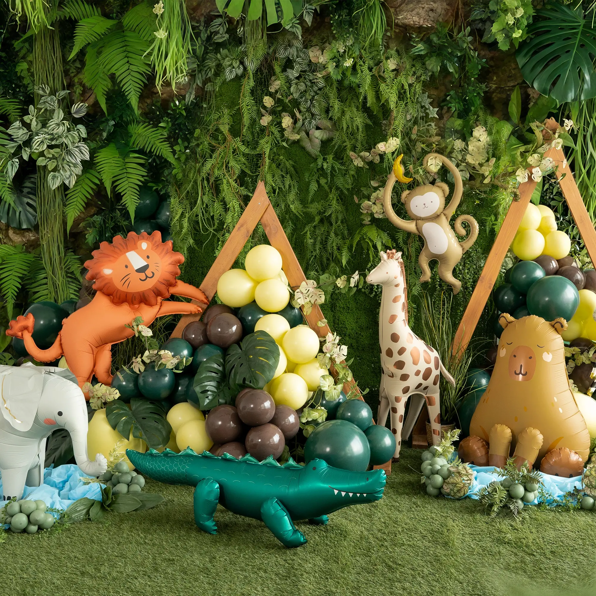 balloontiere, Dschungel Party, Krokodil Luftballon, Giraffen Luftballon, Affe Luftballon