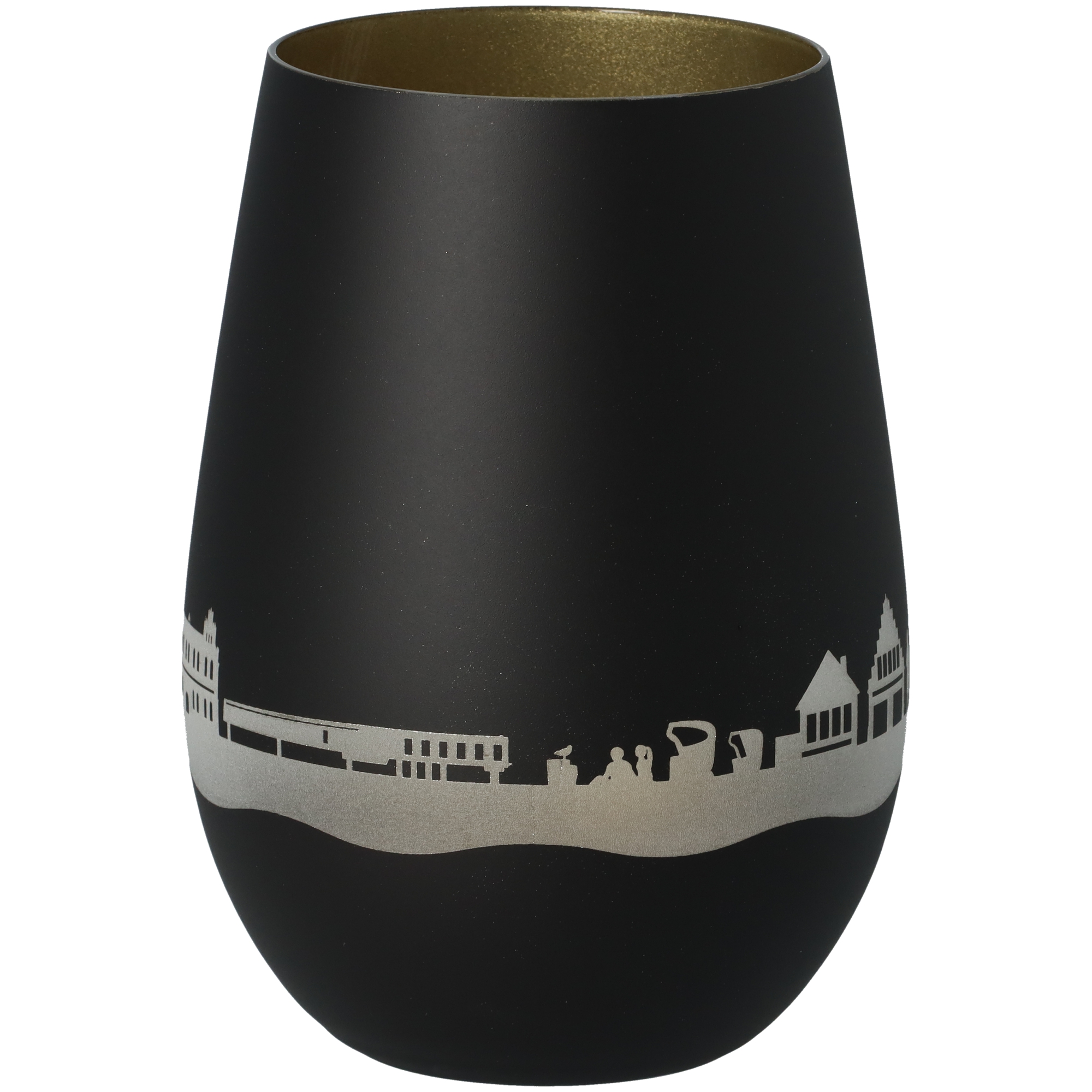 Windlicht Skyline Heiligenhafen Schwarz/Gold Windlicht Skyline Heiligenhafen Schwarz/Gold