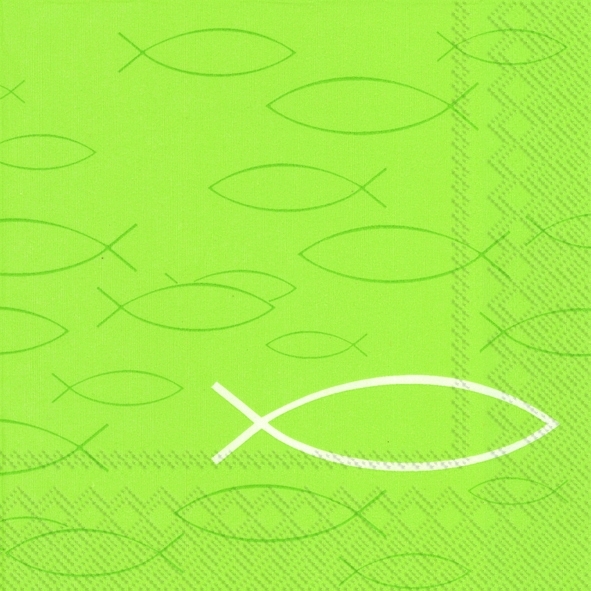 Fisch - 20 hellgrüne Kommunion & Konfirmation Servietten Fisch - 20 hellgrüne Kommunion & Konfirmation Servietten