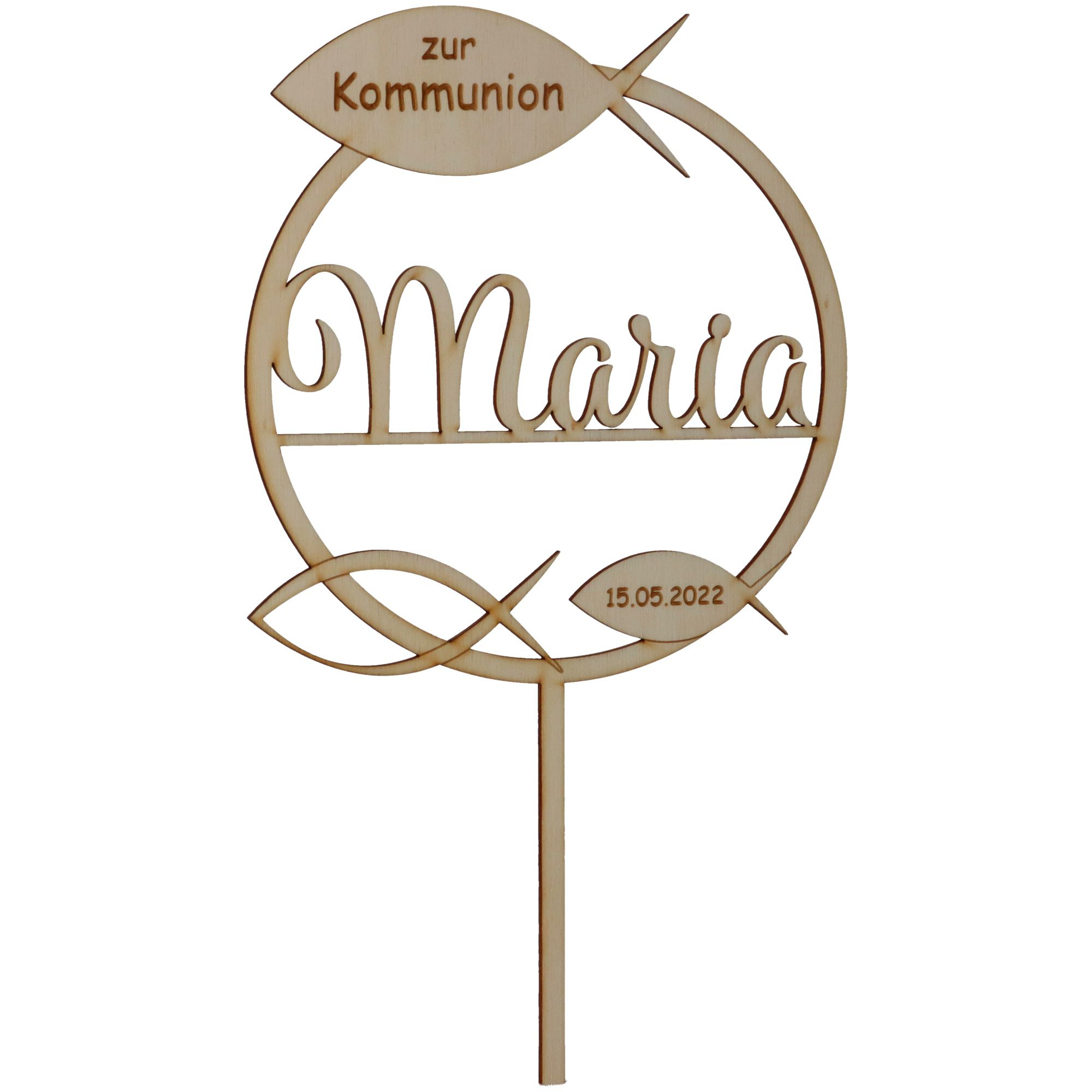 Cake Topper Kommunion "Name & Datum" Holz Cake Topper Kommunion "Name & Datum" Holz
