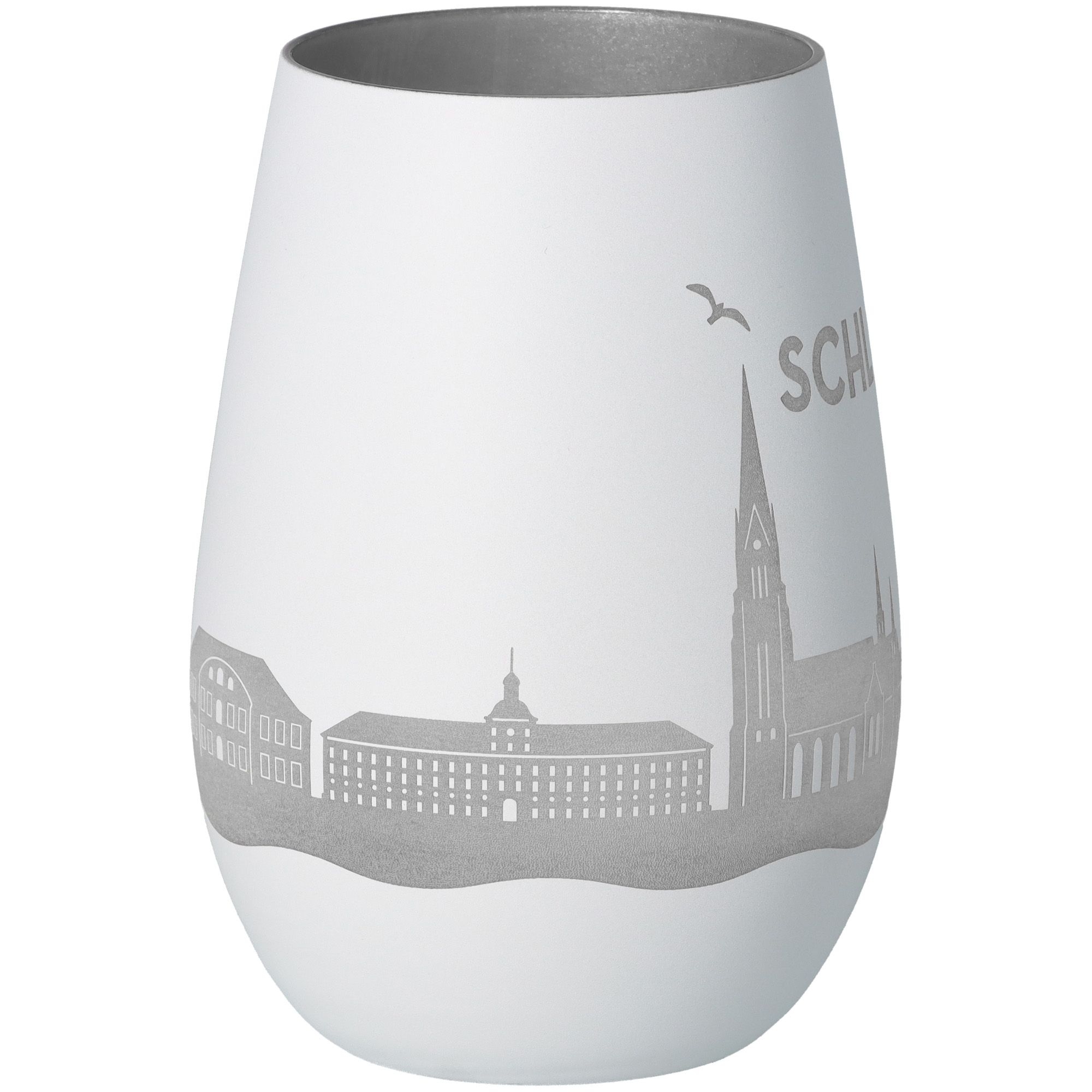 Windlicht Skyline Schleswig Weiß/Silber Töpferei, Krug, Vase, Glas, Porzellan