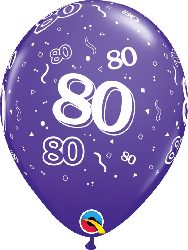 Qualatex Latexballon 80. Geburtstag verschiedene Farben Ø 30cm