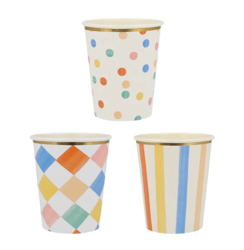 Meri Meri - 8 Pappbecher "Muster" Pastell Meri Meri - 8 Pappbecher "Muster" Pastell