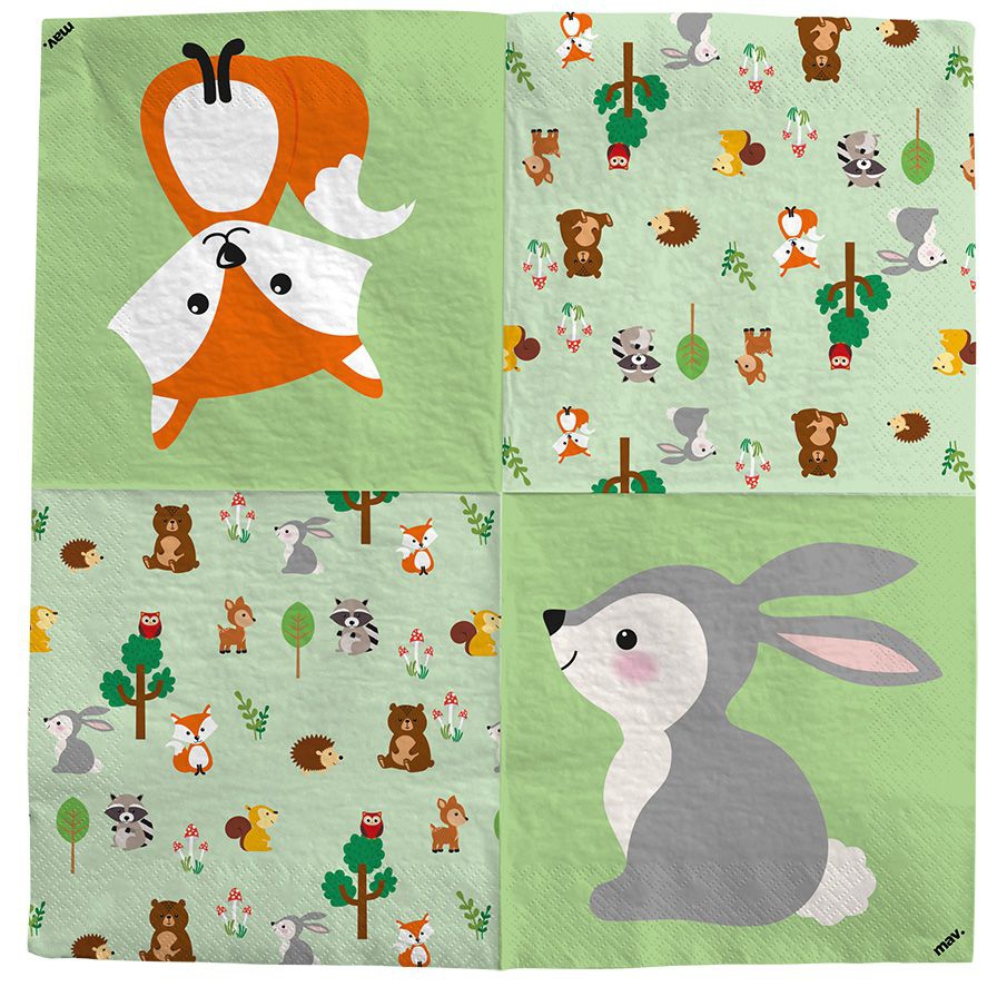 Servietten Waldtiere, 20 Stück