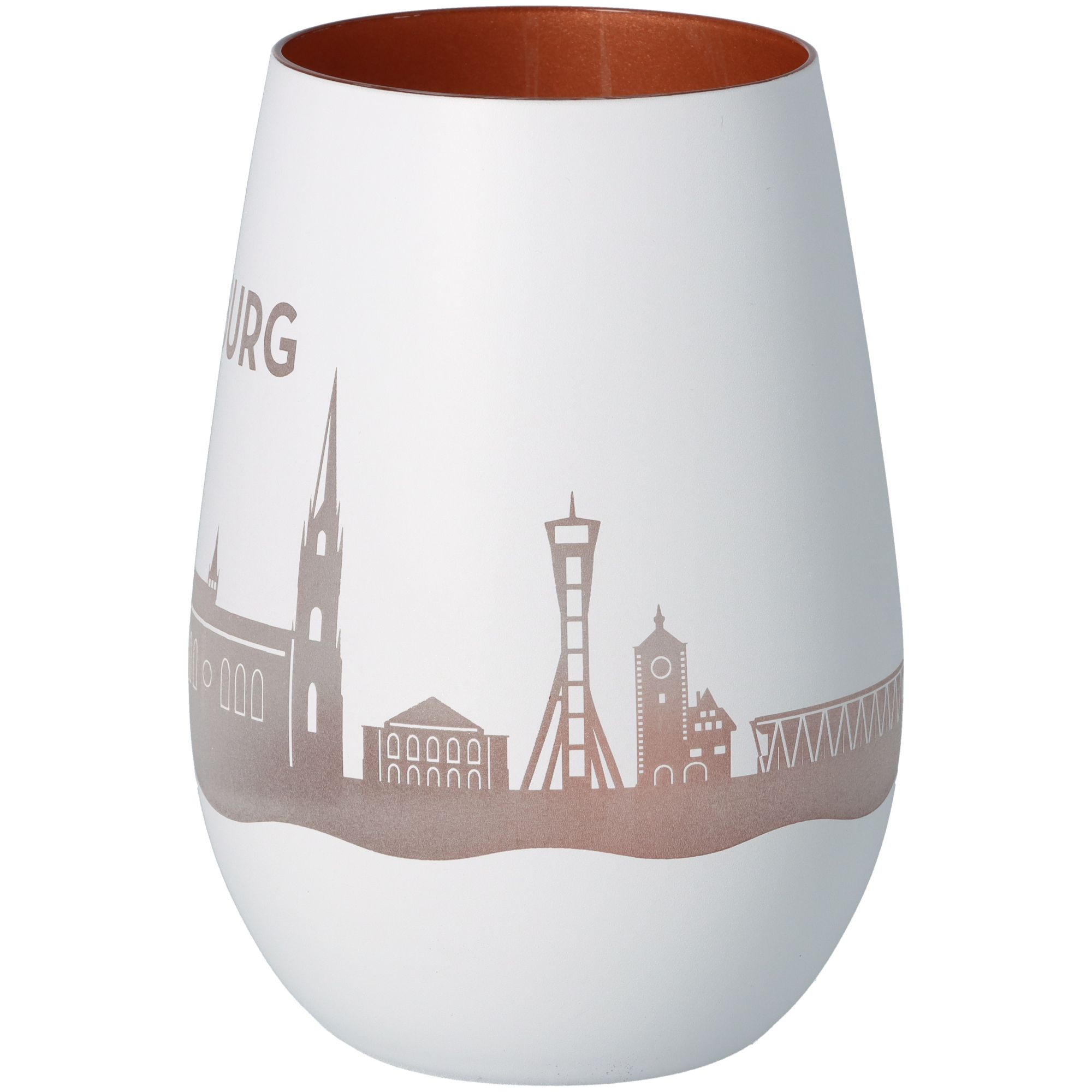 Windlicht Skyline Freiburg Weiß/Bronze Windlicht Skyline Freiburg Weiß/Bronze