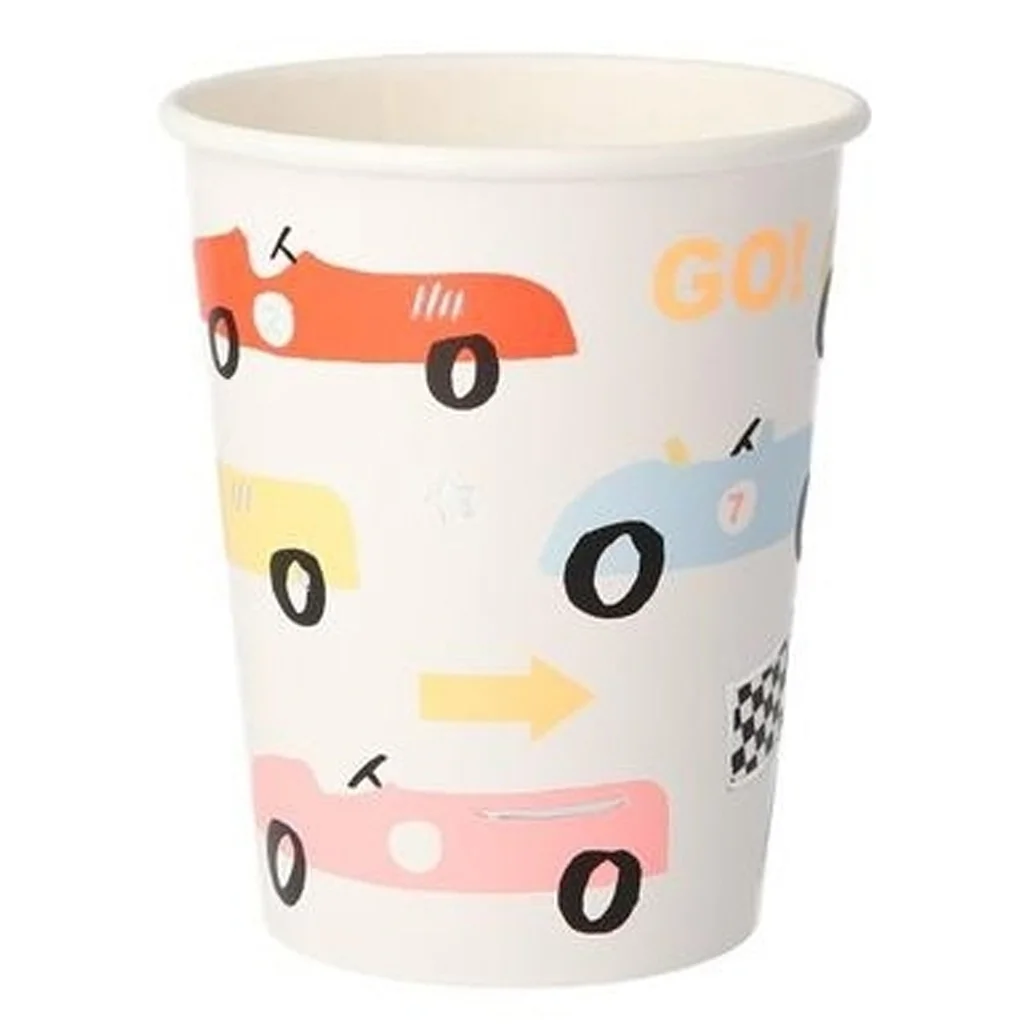 Papper Becher, Auto Muster, Auto Silhouette, Motiv Becher, Trinkbecher