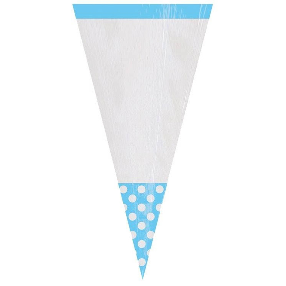 Karibik Blau - 10 Polka Dots Süßigkeiten Spitztüten Kegel