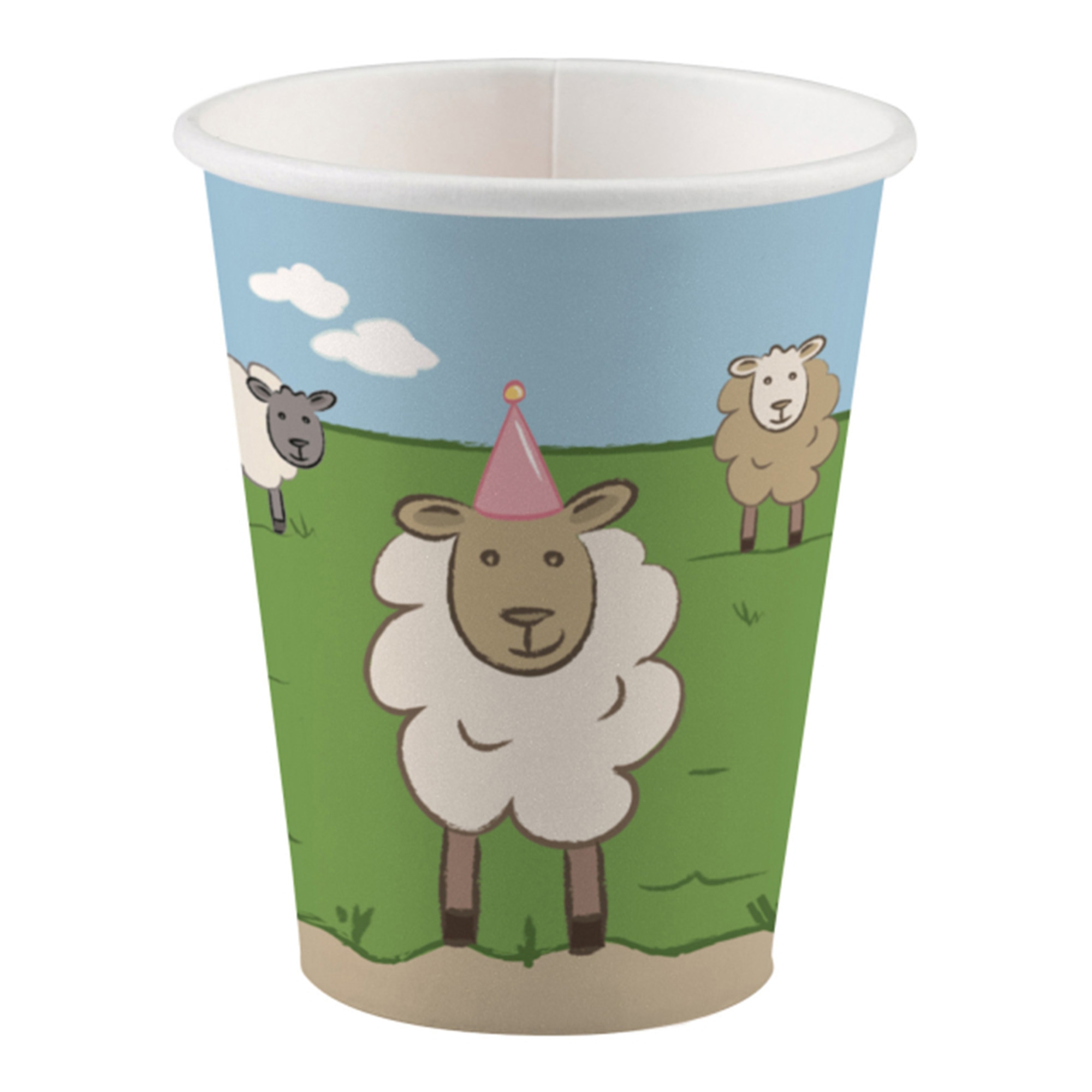 8 Pappbecher "Farm Party" 250 ml Pokal