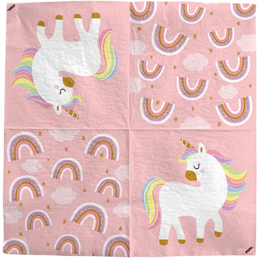 Servietten Einhorn & Regenbogen, 20 Stück Servietten Einhorn & Regenbogen, 20 Stück