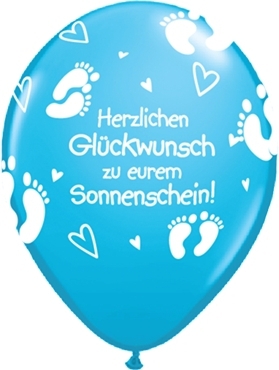 Qualatex Latexballon "Herzlichen Glückwunsch zu eurem Sonnenschein!" Hellblau Ø 40cm Qualatex Latexballon "Herzlichen Glückwunsch zu eurem Sonnenschein!" Hellblau Ø 40cm