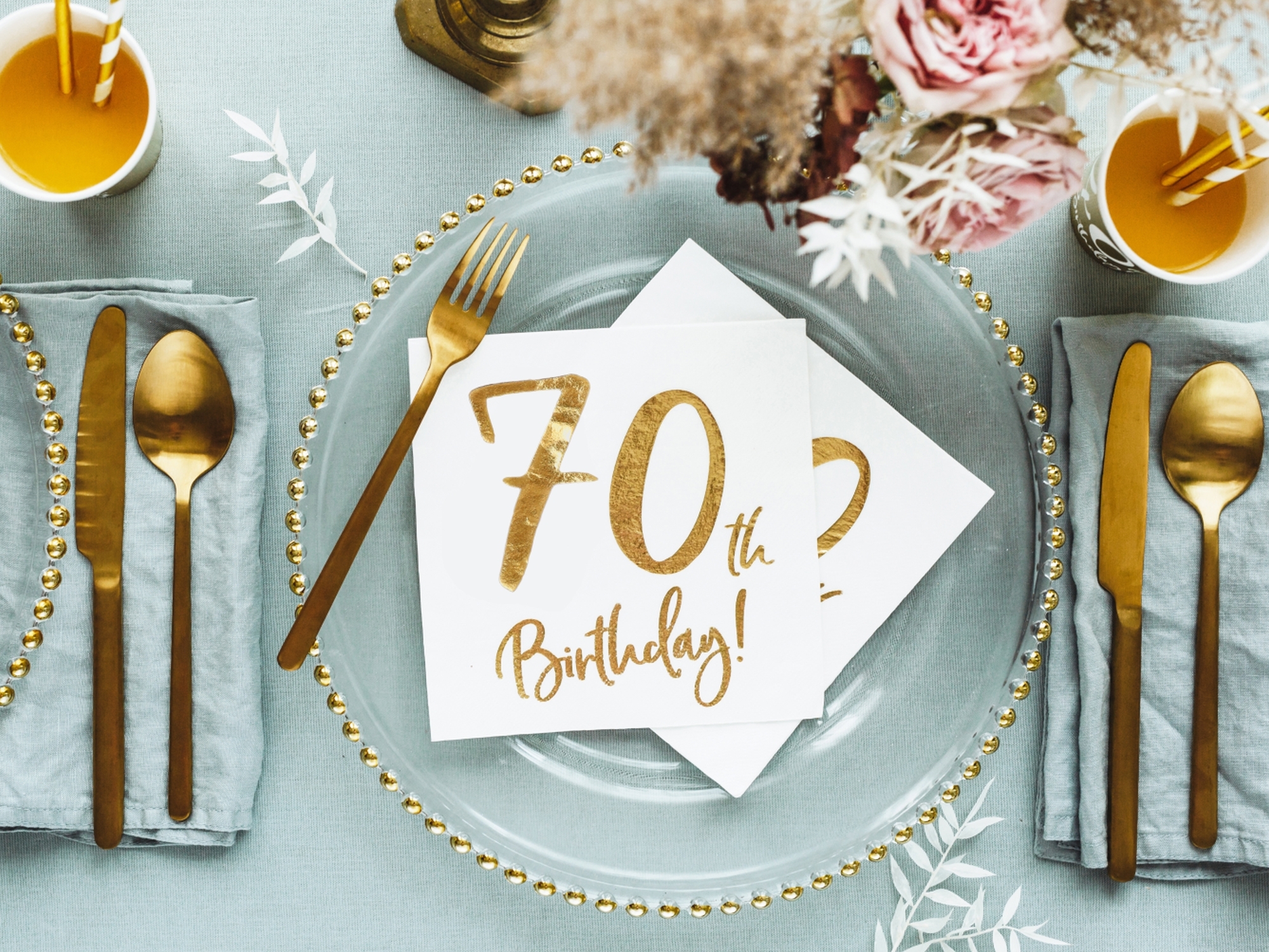 20 Servietten - 70th Birthday - Weiß / Gold 20 Servietten - 70th Birthday - Weiß / Gold