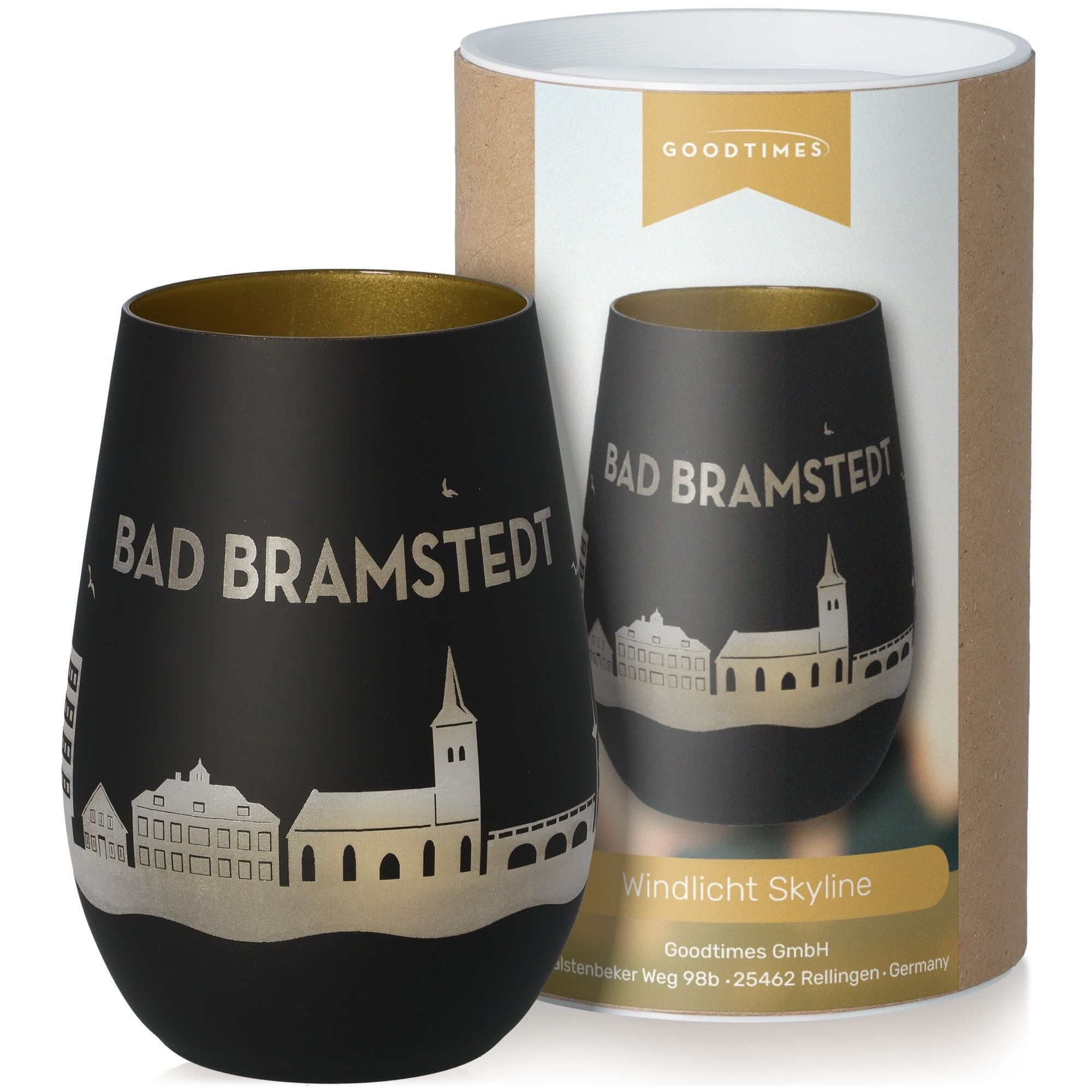 Windlicht Skyline Bad Bramstedt Schwarz/Gold Windlicht Skyline Bad Bramstedt Schwarz/Gold