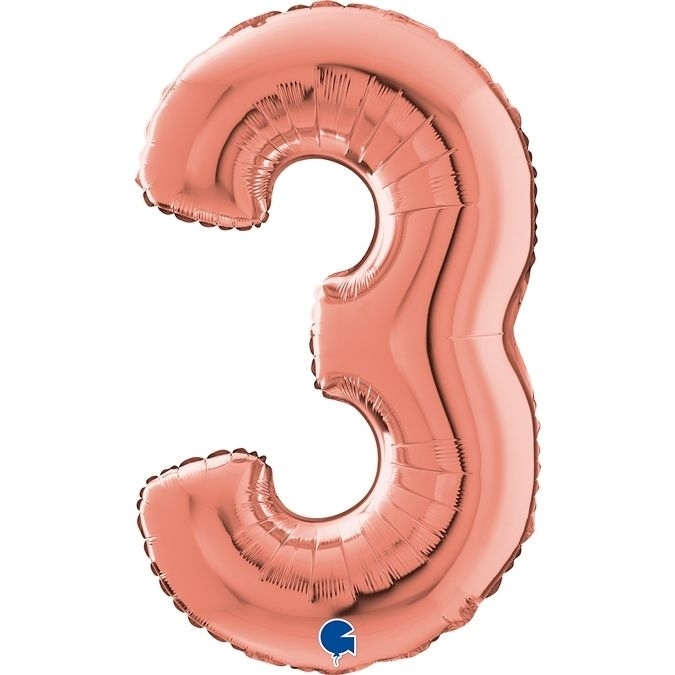 Folienballon Zahl 3 Roségold 66cm Zahl, Symbol, Text