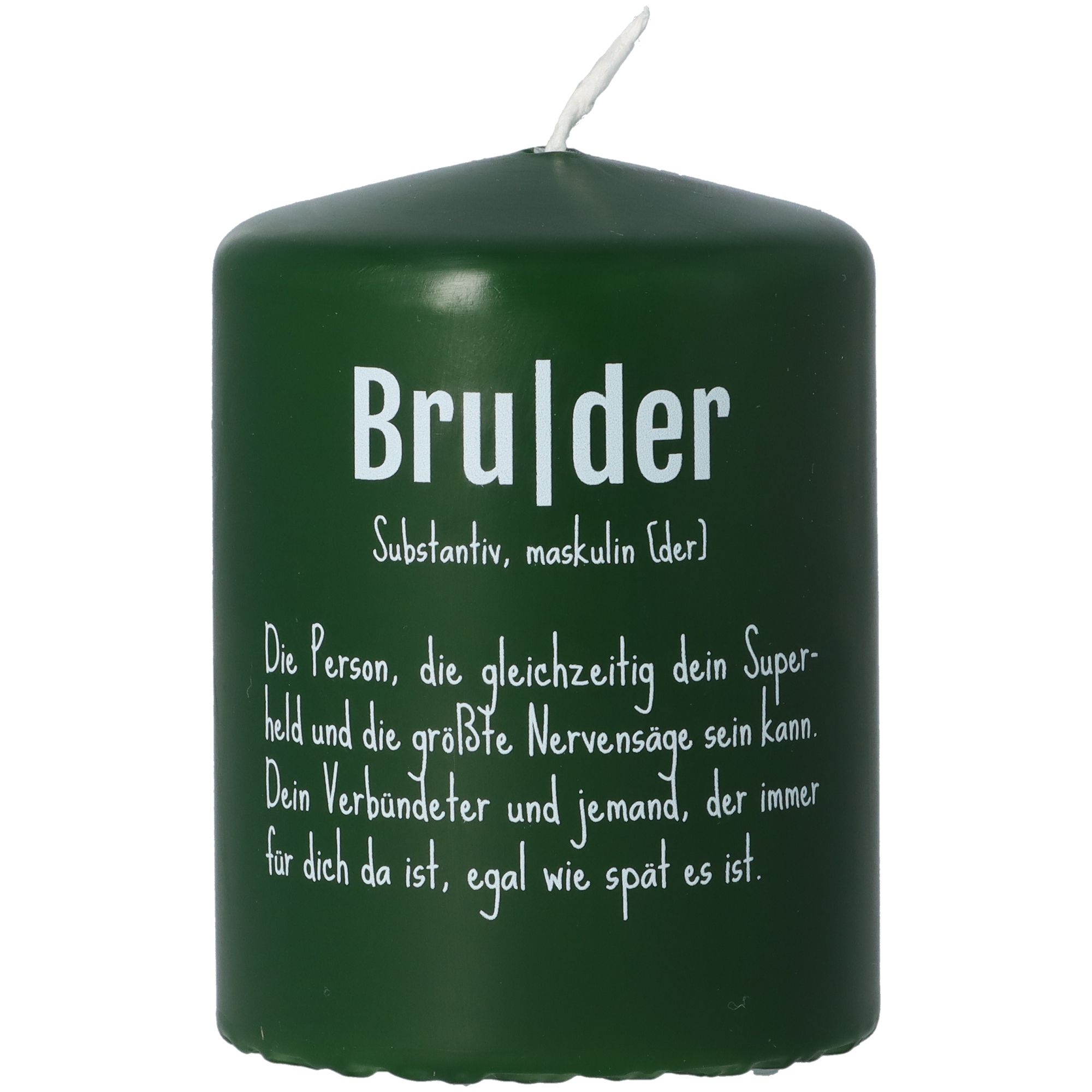 Kerze Jägergrün "Bruder Definition" Kerze