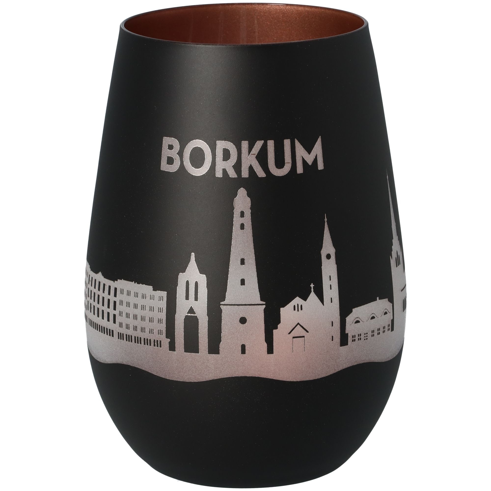 Windlicht Skyline Borkum Schwarz/Bronze Krug, Töpferei, Vase