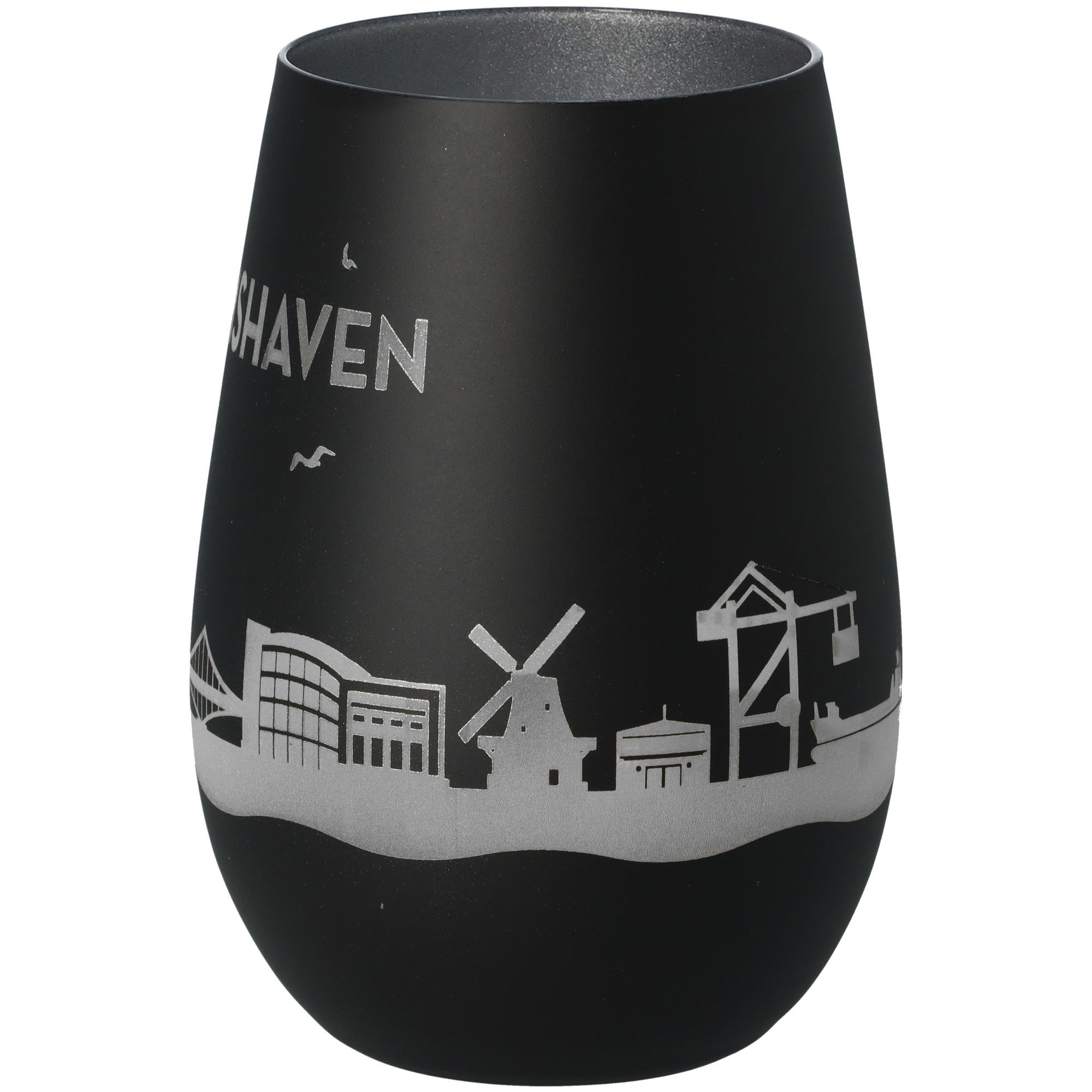 Windlicht Skyline Wilhelmshaven Schwarz/Silber Windlicht Skyline Wilhelmshaven Schwarz/Silber