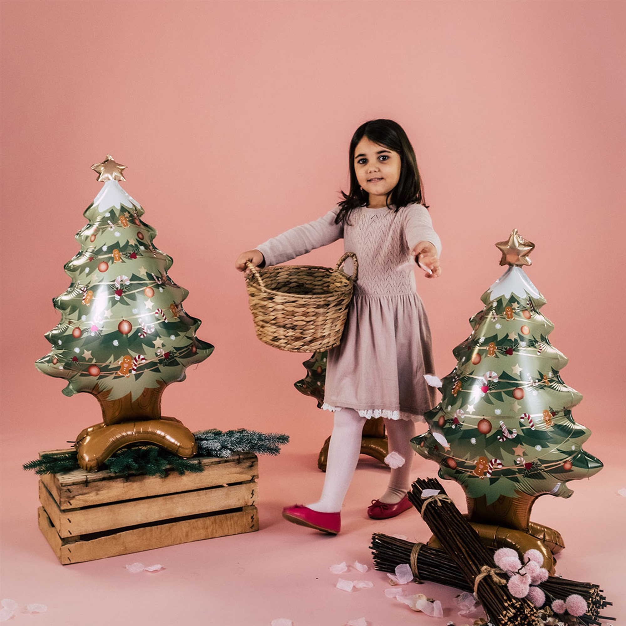 Folienballon Weihnachtsbaum 80cm - Luftbefüllung Person, Weihnachten, Weihnachtsdekorationen, Festival