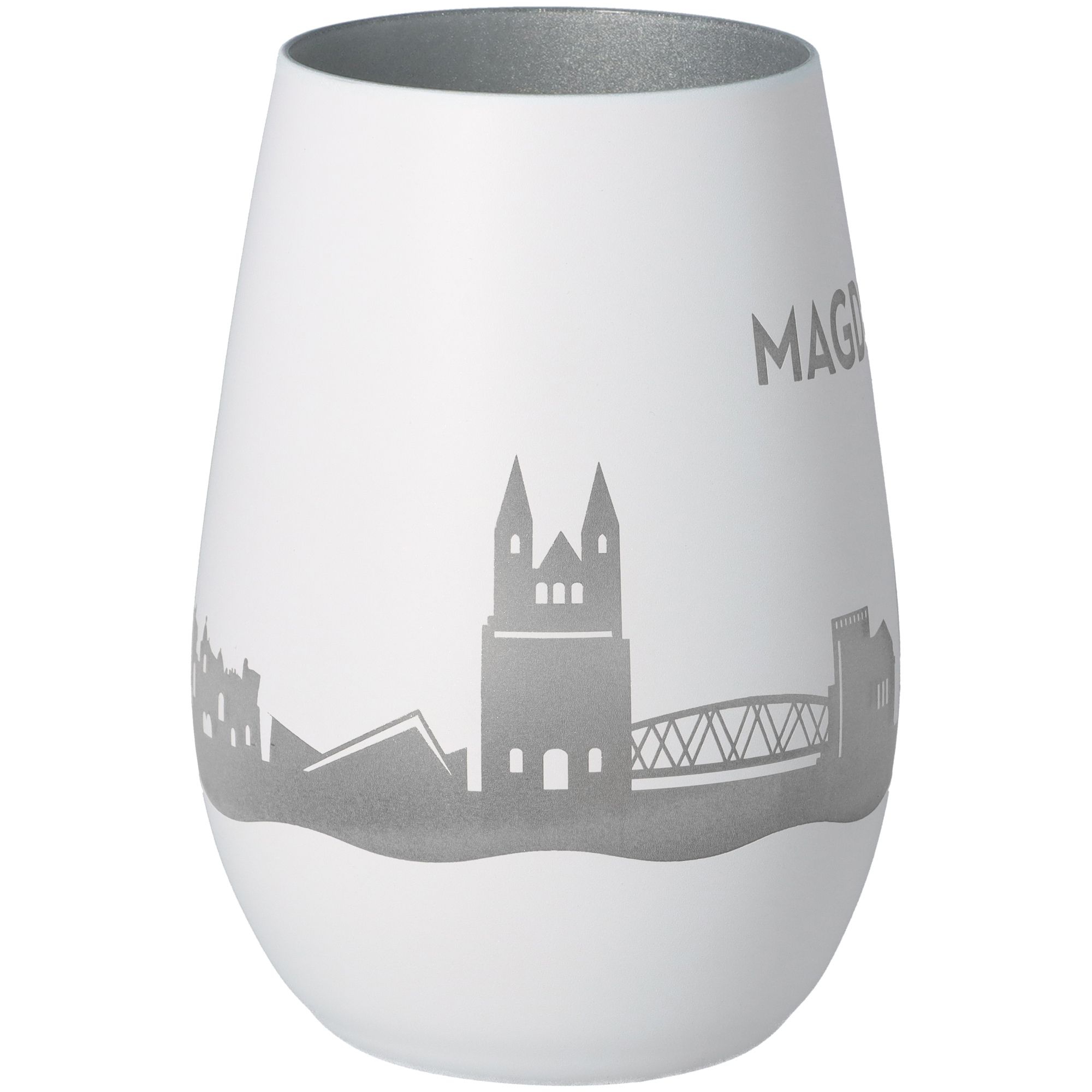 Windlicht Skyline Magdeburg Weiß/Silber Windlicht Skyline Magdeburg Weiß/Silber