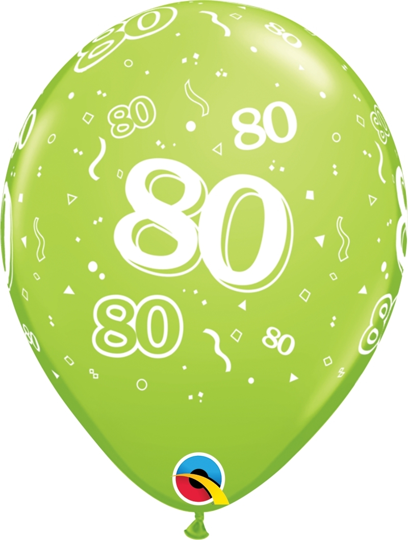 Qualatex Latexballon 80. Geburtstag verschiedene Farben Ø 30cm