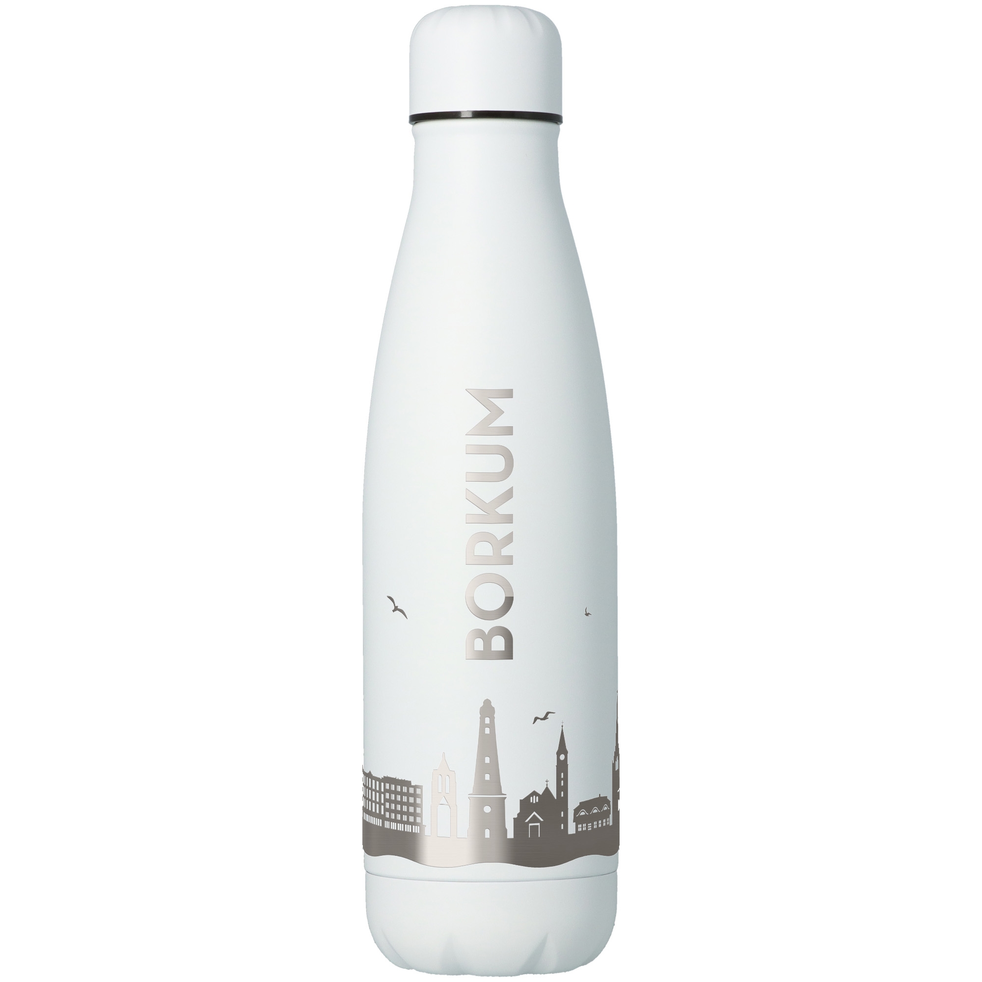 ebdf759db0ce02a2735a1543fb8c266940ac02b9 Trinkflasche Skyline Borkum Weiß 500ml