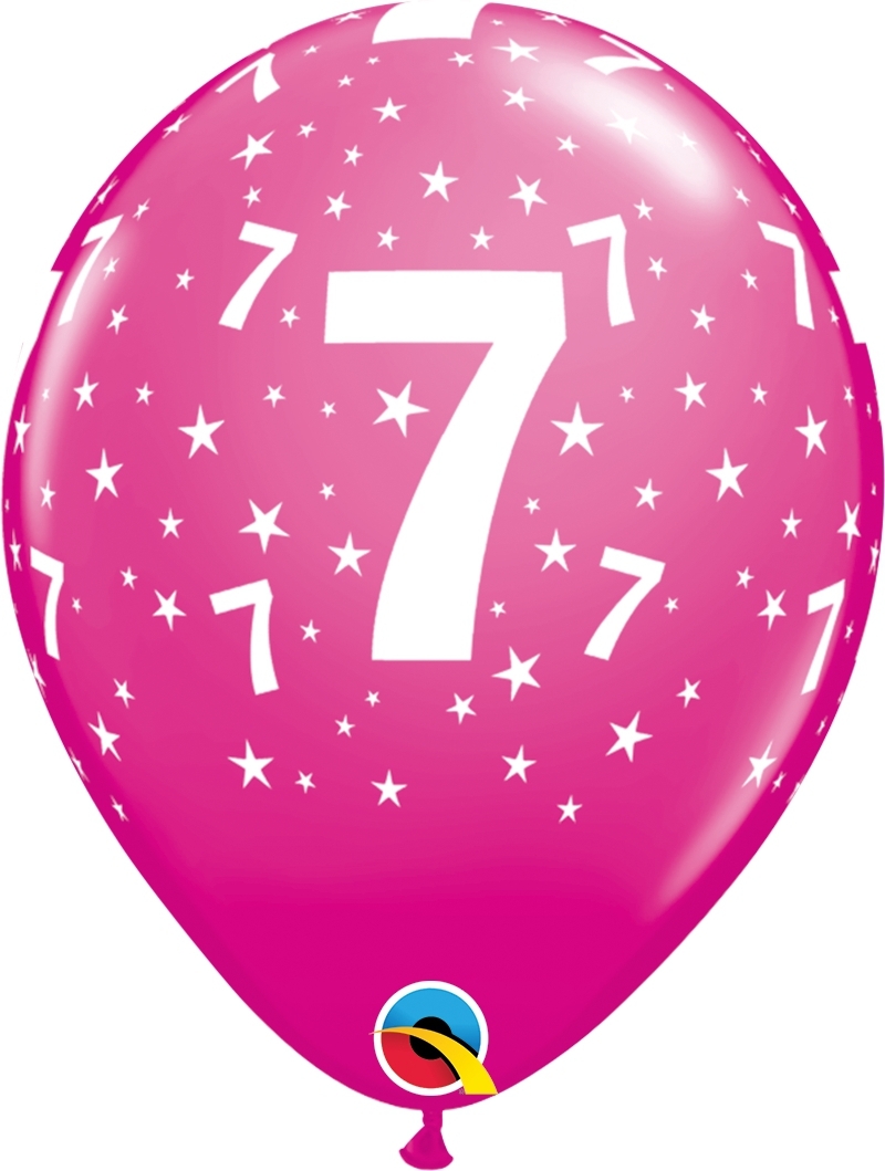 Qualatex Latexballon 7. Geburtstag verschiene Farben Ø 30cm