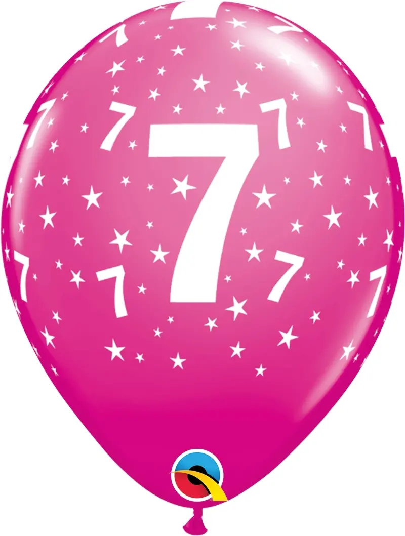 Qualatex Latexballon 7. Geburtstag verschiene Farben Ø 30cm
