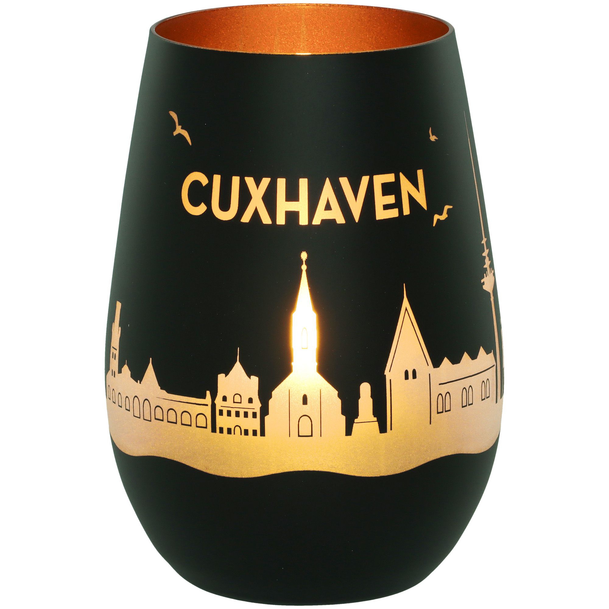 Windlicht Skyline Cuxhaven Schwarz/Bronze Windlicht Skyline Cuxhaven Schwarz/Bronze