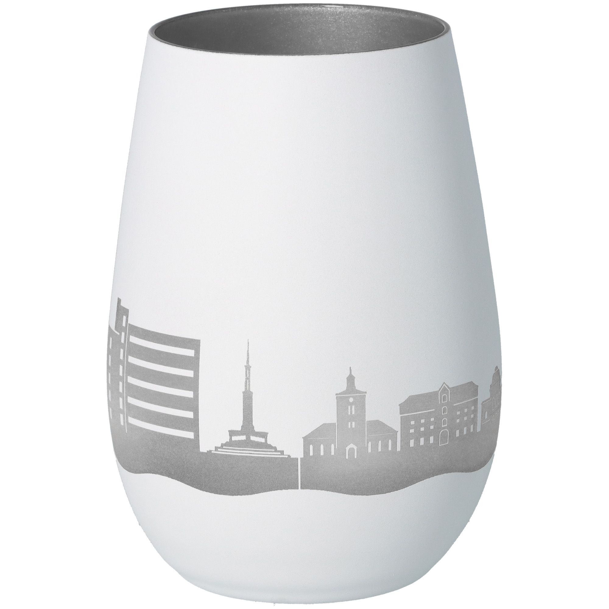 Windlicht Skyline Rendsburg Weiß/Silber Töpferei, Krug, Vase, Porzellan, Lampe