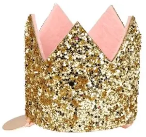 Meri Meri - Haarspange "Glitzerkrone", Gold/Rosa