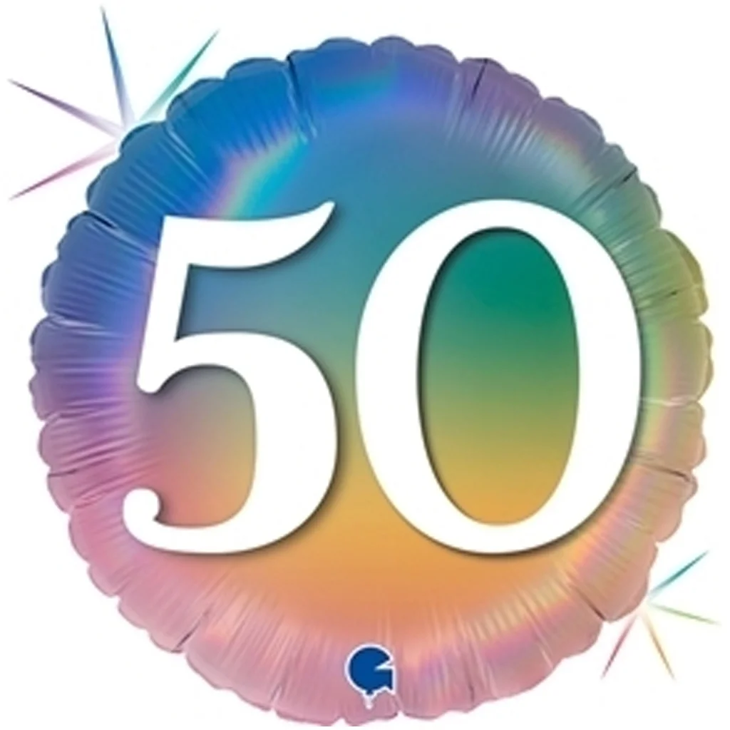 Folienballon "50" Regenbogen 45cm