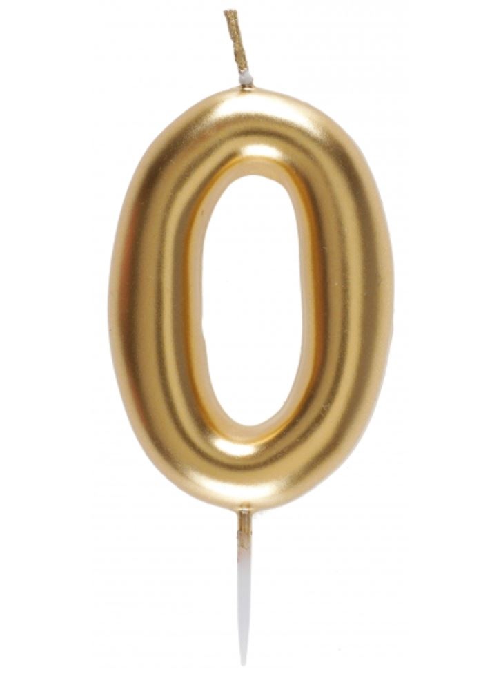 Zahlenkerze "0", Gold Zahlenkerze "0", Gold