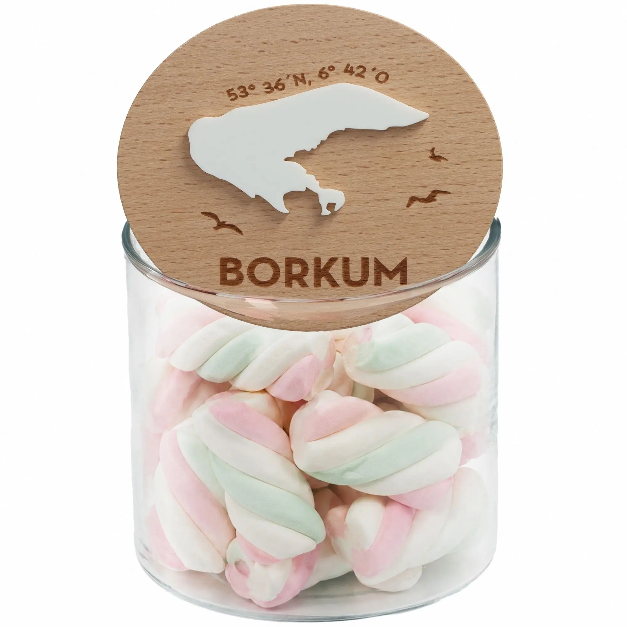 Geschenkglas Skyline "Borkum Silhouette" Weiß 530 ml