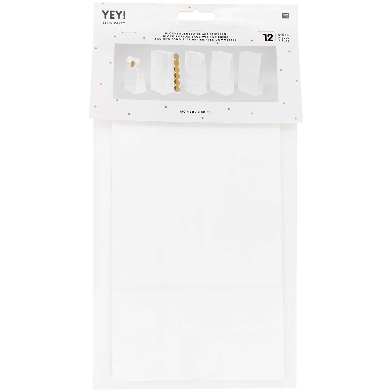 Geschenktüten mit Blockboden Weiß, groß - 12 Stück Geschenktüten mit Blockboden Weiß, groß - 12 Stück