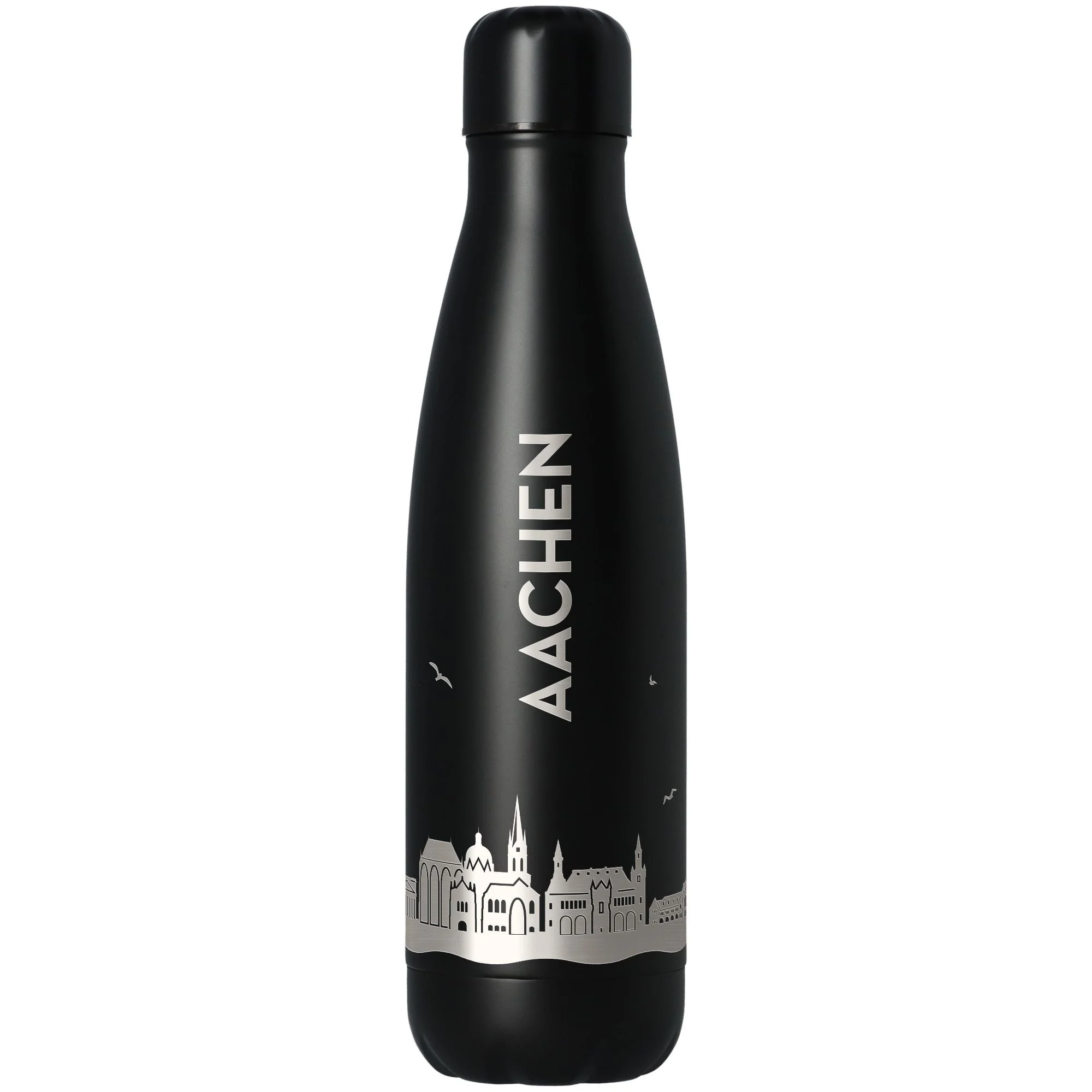 Thermos, Edelstahl, Schwarz, Stadtansicht, Flasche