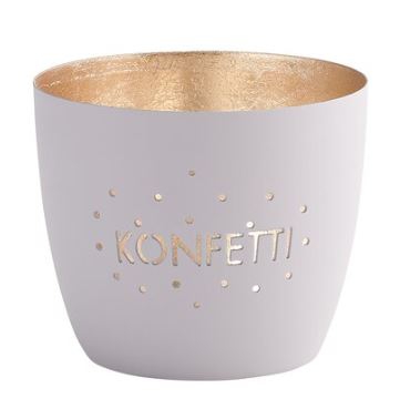 Madras Windlicht "Konfetti", Pastellgrau/Gold - M Madras Windlicht "Konfetti", Pastellgrau/Gold - M