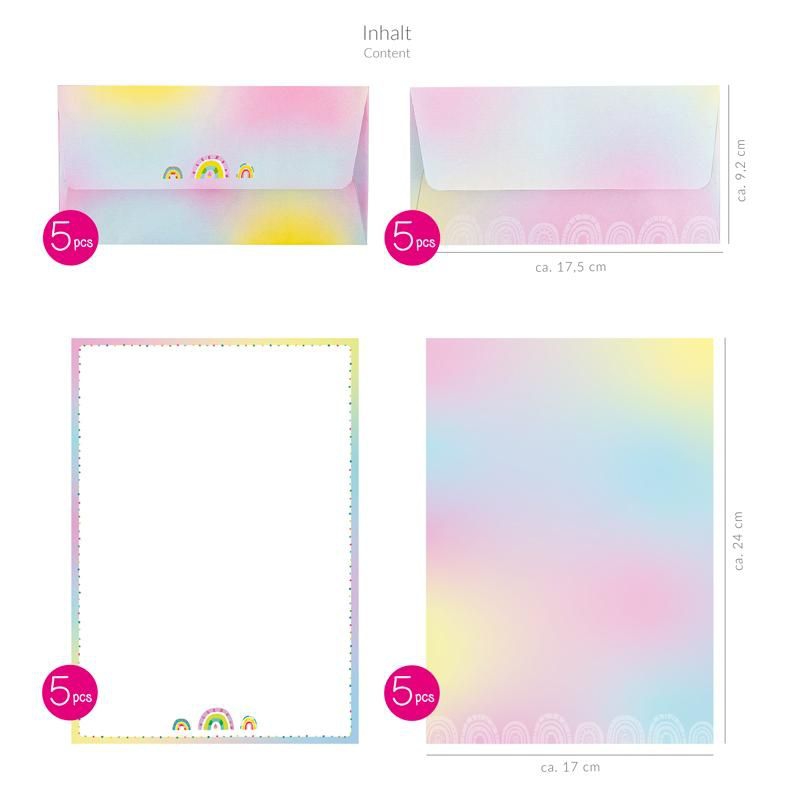 20-teiliges Briefpapier-Set "Regenbogen" 20-teiliges Briefpapier-Set "Regenbogen"