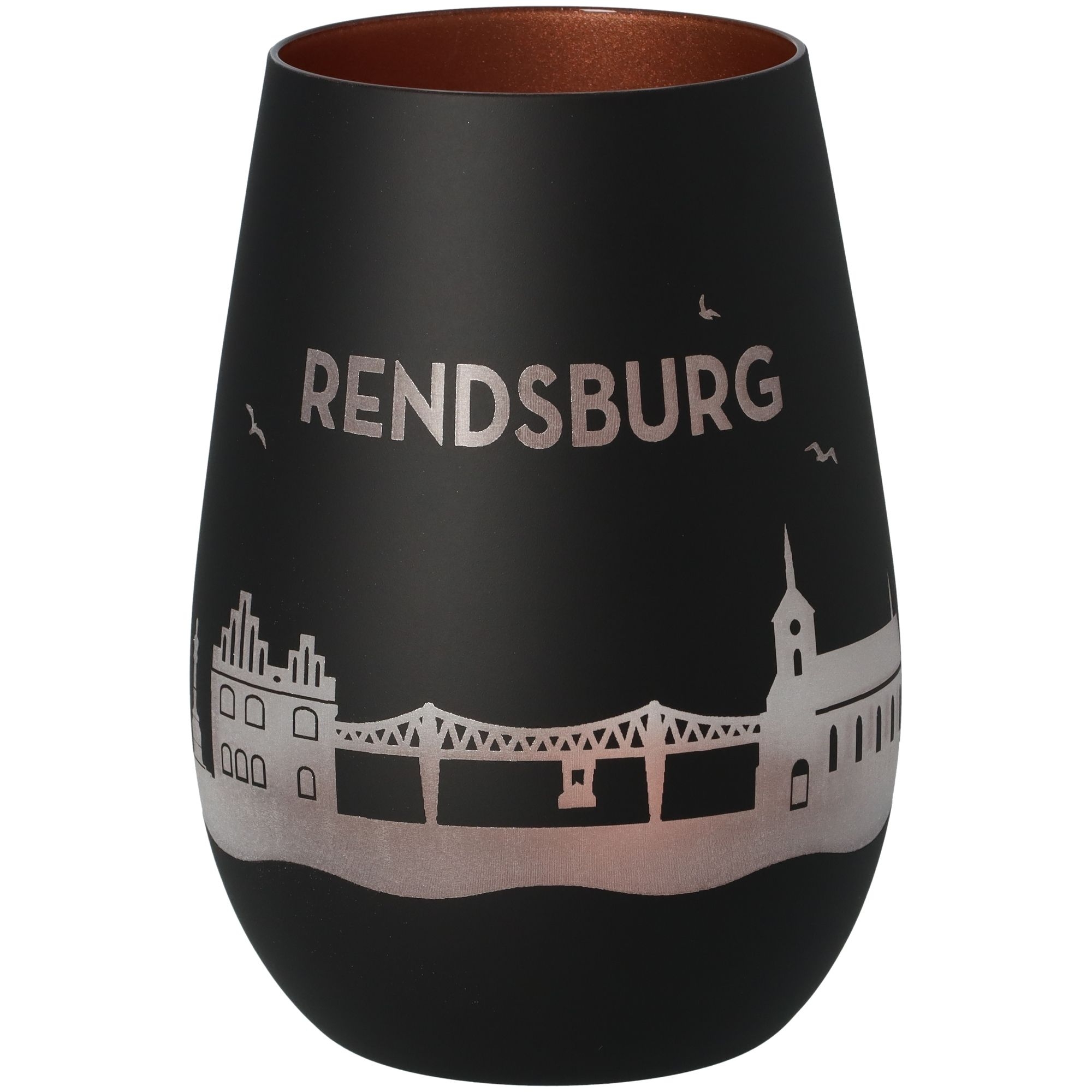 Windlicht Skyline Rendsburg Schwarz/Bronze Krug, Töpferei, Vase