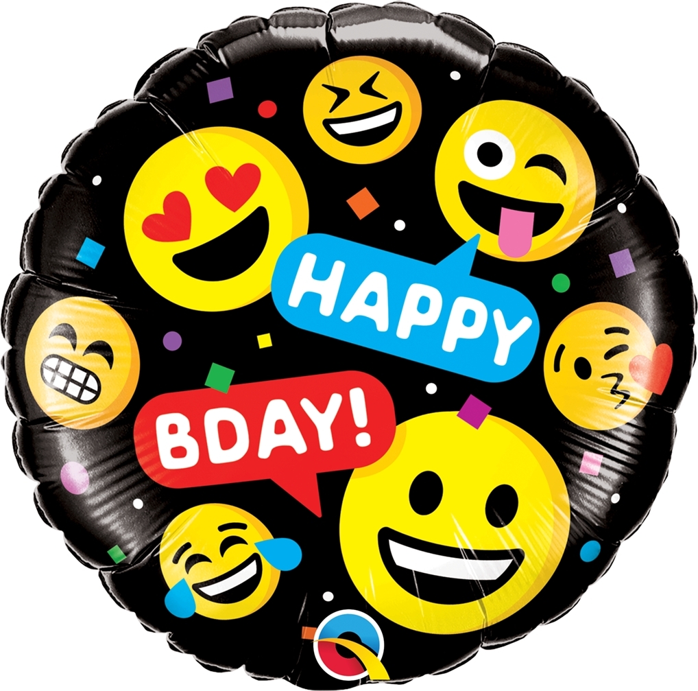 Qualatex Folienballon Happy Bday Emojis 45cm