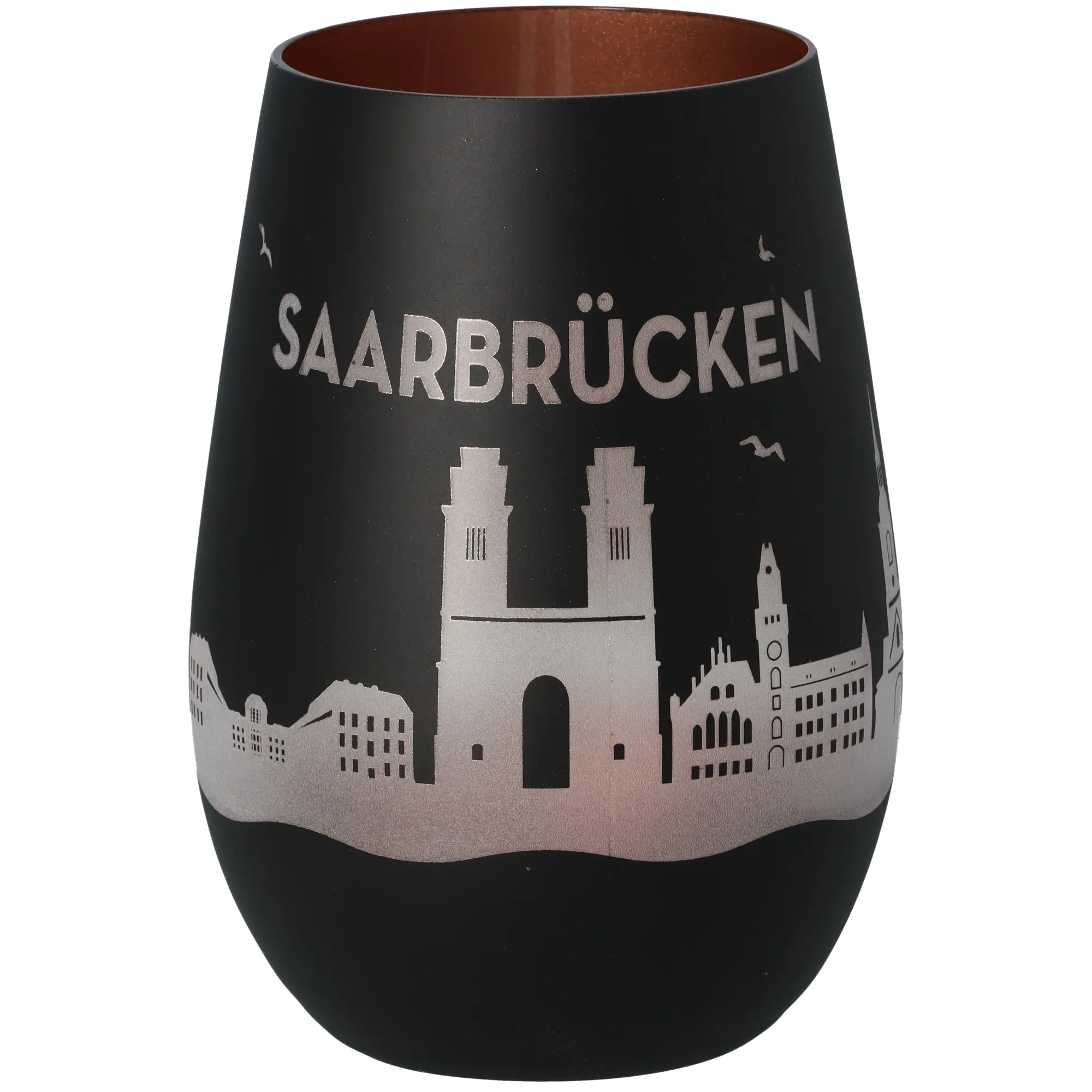 Windlicht Skyline Saarbrücken Schwarz/Bronze