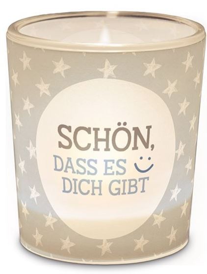 Teelichtglas "Schön, dass es dich gibt" Teelichtglas "Schön, dass es dich gibt"
