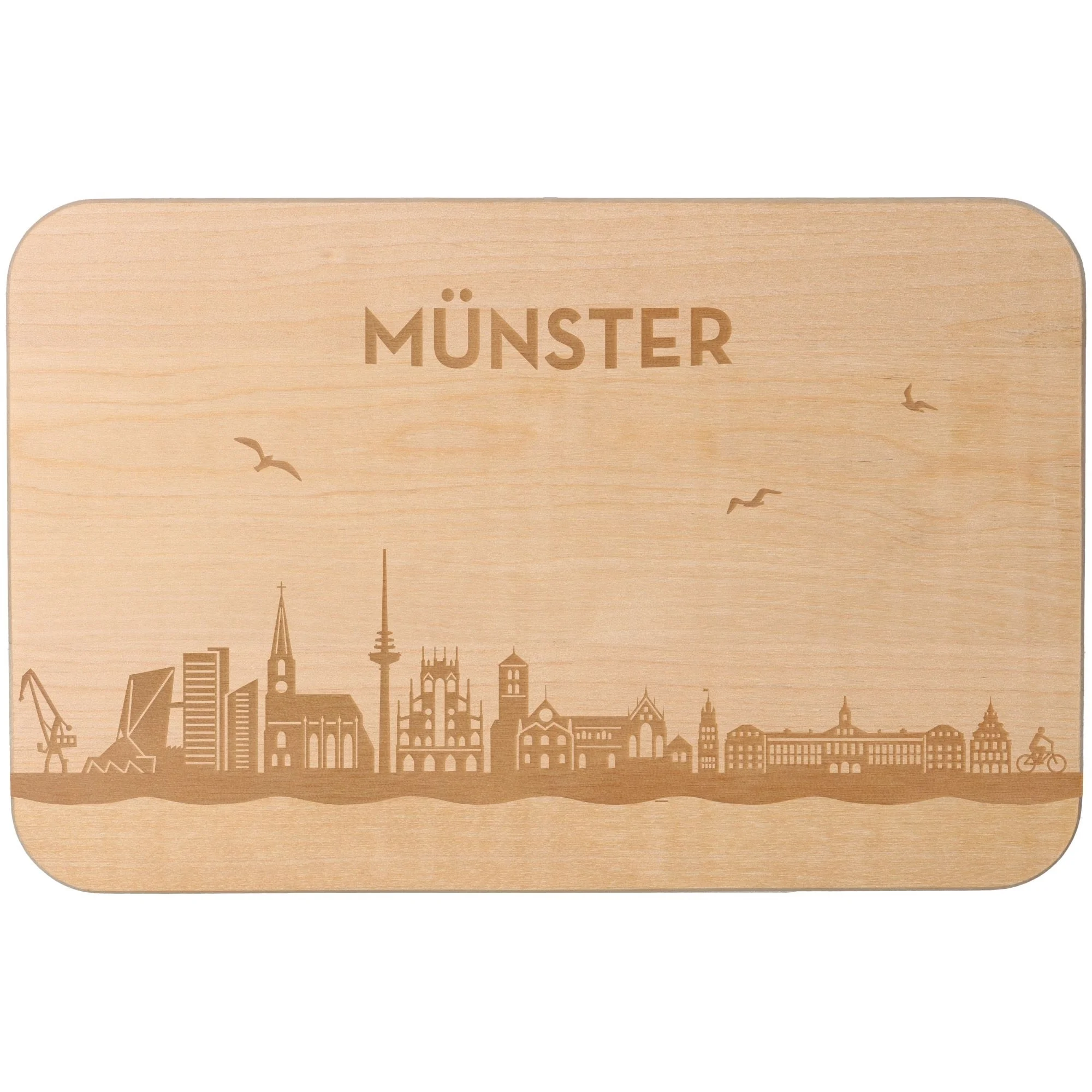 Holzbrett, Schneidebrett, Münster, Stadtansicht, Naturholz