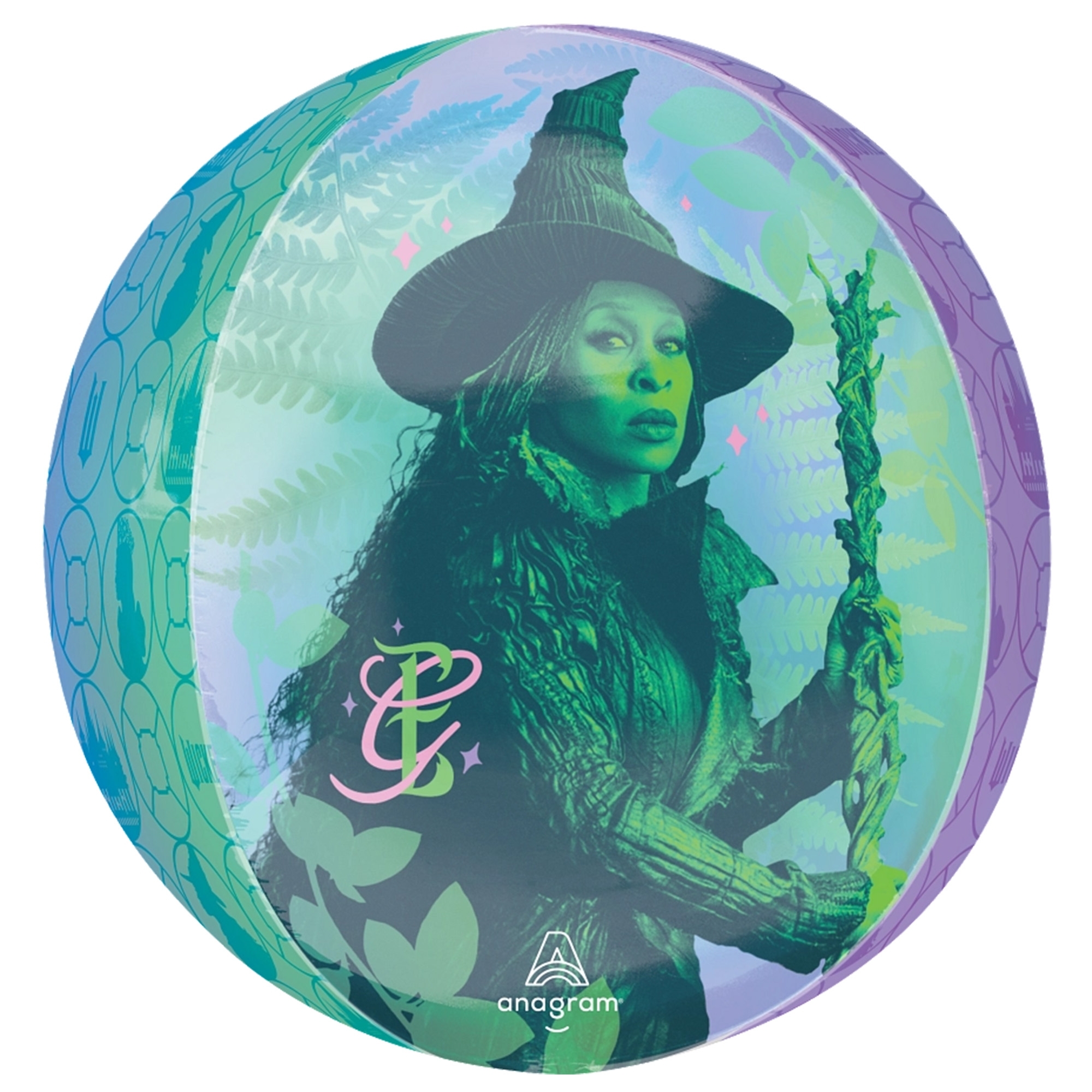 Folienballon Orbz "Wicked for Good" 40cm Fußball-Ball, Person, Sphäre, Hut, Gesicht